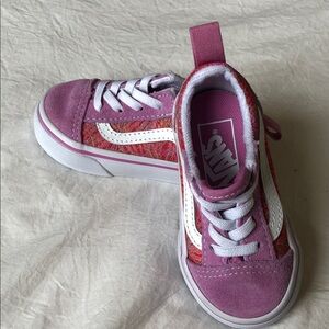Vans Kids Pink and White Low-Top Lace-Up Sneakers